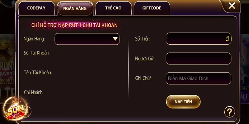 Giao dịch nạp tiền Sunwin nhanh gọn